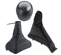 Shift Knob Base 5 Speed Chrome Black Gear Shift Knob Handbrake Grips Gaiter Boot Cover Case Replacement for Opel Astra F 1991-1997 Replacement(Gear Knob A)(3pcs B)