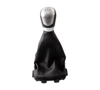 Shift Knob for Ford EcoSport 2013-2017, Manual Transmission Gearshift Lever Cover with Leather and ABS Construction, Black + Silver (Silver 5-Speed)