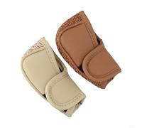 Shift Lever Cover Pack 2PCS for Manual and Automatic Transmission Vehicles Engineered with PU Leather and Ice Silk Fabric Technology (beige + brown)