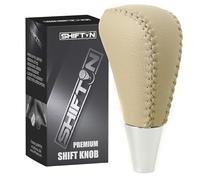 SHIFTIN Leather Wood Gear Shift Knob for Toyota Avalon Yaris 4Runner Land Cruiser Sienna Camry Solara Tacoma and Lexus ES300 ES330 GS300 GS400 GS430 (Tan Beige Leather)