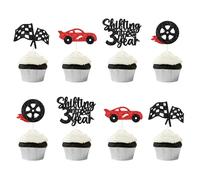 Shifting into 3rd Year Cupcake Toppers - 3rd Birthday Decorations for Boys - Cars Birthday Party Decorations - 24Pcs