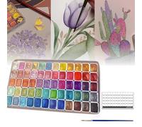 Shifting Watercolor Painting Set, Shimmer Metallic Gouache Paint Set, 20/24/60 Vivid Colors Water Colors Kit, Glitter Water Colour Solid Paint Box for Beginners, Portable Colourful Paints Set(E)
