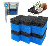 SHIGATSU 12 Pack Replacement Aquarium Filter Sponge and Activated Carbon Pad for AquaClear 30 Power Filter, Maintenance Kit for 10 to 30 Gallon Fish Tank