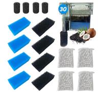 SHIGATSU 4 Set Replacement Aquarium Maintenance Kit for AquaClear 30 Power Filter, Includes Aquarium Foam Insert, Carbon Sponge, Bio Media and Pre-Filter Sponge