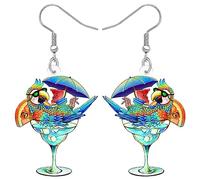 SHIGIE Acrylic Adorable Hawaiian Macaw Parrot Earrings Dangle Cocktail Tropical Animals Jewellery For Women Beach Lovers Gifts (Turquoise)