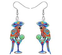 SHIGIE Acrylic Adorable Hawaiian Macaw Parrot Earrings Dangle Cocktail Tropical Animals Jewellery For Women Beach Lovers Gifts (Multi)