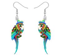 SHIGIE Acrylic Cocktail Cute Macaw Parrot Earrings Hawaiian Birds Dangle Tropical Animals Jewellery For Women Lightweight Gifts Charms (Turquoise)