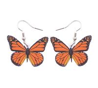 SHIGIE Acrylic Orange Monarch Butterfly Earrings Dangle Spring Summer Insects Animals Jewellery For Women Charms Gifts (Orange)
