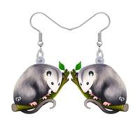 SHIGIE Acrylic Weird Grey Opossum Earrings Charming Dangle Adorable Mouse Wild Animals Funny Jewellery For Women Party Gifts (Grey)
