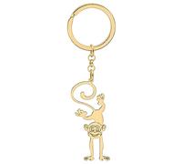 SHIGIE Stainless Steel Cute Banana Peach Monkey Keychain Key Ring Funny Wild Animals Jewellery For Women Car Purse Key Gifts (Gold)