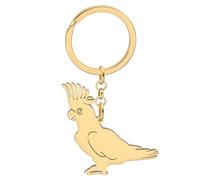 SHIGIE Stainless Steel Cute Cockatiel Keychain Car Purse Wallet Key Ring Cockatoo Parrot Animals Gifts For Women Birds Lovers (18K Gold Plated)