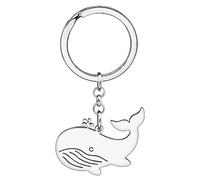 SHIGIE Stainless Steel Cute Sperm Whale Keychain Car Purse Key Ring Funny Ocean Animals Jewellery For Women Sea Lovers Gifts (Silver-plated)