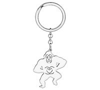 SHIGIE Stainless Steel Funny Gorilla Keychain Orangutan Wild Animals Key Ring Jewellery For Women Car Wallet Purse Key Gifts (Silver-plated)