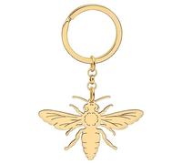 SHIGIE Stainless Steel Honey Bee Keychain Car Wallet Purse Key Ring Spring Insects Animals Jewellery For Women Fun Gifts Charms (18K Gold Plated)