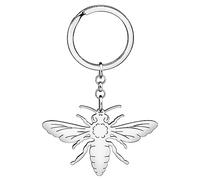 SHIGIE Stainless Steel Honey Bee Keychain Car Wallet Purse Key Ring Spring Insects Animals Jewellery For Women Fun Gifts Charms (Silver Plated)