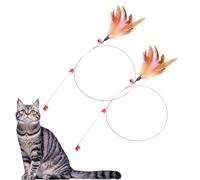 ShigKeu 2 PCS Feather Teaser Cat Toy Interactive Feather Teaser Wand with Bells Cat Catcher and Exerciser Wand for Cats and Kitten Playing Catcher and Exerciser for Cats & Kittens