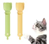 ShigKeu 2Pcs Cat Strip Happy Spoons, Cat Strip Feeder, Cat Treat Squeeze Spoon Dispenser for Squeezing Puree And Liquid Snack(Green Orange)