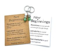 ShigKeu 2Pcs Healing Crystal Keychain Gift New Beginnings Gifts for Women Good Luck Keychain Gifts with Card Inspirational Encouragement for Family Friends