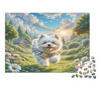 Shih Tzu 1000 Piece Jigsaw Puzzle for Women Small Dog Running in Meadow Great Gift Idea | Fun Home Activity 52x38cm/1000pcs