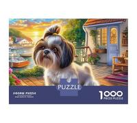 Shih Tzu 1000 Piece Jigsaws Vibrant Shih Tzu Portraits Eco-Friendly Paper Puzzle for Relaxation, Concentration And Home Entertainment 38x26cm/1000pcs