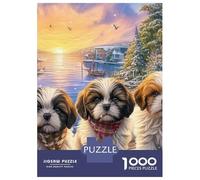 Shih Tzu 1000 Piece Premium Cardboard Three Shih Tzus Puzzle Bundle, Logic Game Adults, Stress Relief, Gift & Couple Puzzle Activity 38x26cm/1000pcs