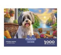Shih Tzu 1000 Piece Puzzle for Adults: Smiling Fluffy Pup in Garden Fun And Challenging Family Game & Great Gift Idea 52x38cm/1000pcs