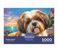 Shih Tzu 1000 Piece Sunny Village Walk Cardboard Jigsaw Puzzle Beginners Stress Relief Adults Home Leisure Indoor Entertainment 52x38cm/1000pcs