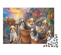 Shih Tzu 1000 Pieces Extra-thick Cardboard Jigsaw Puzzle Bundle Jigsaw Collectors Educational Game Brain Training Beautiful Decoration 38x26cm/1000pcs