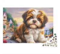 Shih Tzu 1000 Pieces Jigsaw Puzzles Engaging Educational Games Shih Tzu Lying on Path Jigsaw Puzzles Home Decoration for Adults & Families 70x50cm/1000pcs