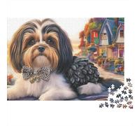 Shih Tzu 1000 Pieces Jigsaw Puzzles Engaging Educational Games Shih Tzu with Feather Collar Jigsaw Puzzle Beautiful Decoration for Gifts 70x50cm/1000pcs