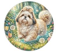 Shih Tzu 1000 Pieces Round Puzzle For Adults And Kids Hard Challenging Family Game Stress Reliever Colorful 1000pcs (67.5x67.5cm)