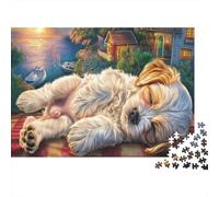Shih Tzu 1000Piece JigsawPuzzlesShih Tzu Sleeping Couch ForAdults Colourful Brainteasing Age12+byth ThemeFlowersandBirds Uncover The Puzzle 52x38cm/1000pcs