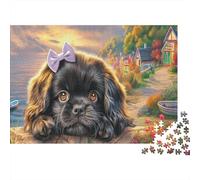 Shih Tzu 1000Pieces JigsawPuzzleShih Tzu Purple Bow Harbor KidsforAdult Challenging Brainteasing Age12+byth HomeDecoration Uncover The Puzzle 38x26cm/1000pcs