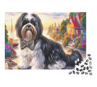 Shih Tzu 1000Pieces JigsawPuzzlesShih Tzu Bowtie Dock ForAdults Colourful LargePiecePuzzles Age12+byth HomeDecoration Uncover The Puzzle 52x38cm/1000pcs