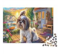 Shih Tzu 1000Pieces JigsawPuzzlesShih Tzu Plant Porch ForAdults Challenging Brainteasing Age12+byth EducationalGame Uncover The Puzzle 38x26cm/1000pcs