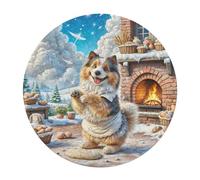 Shih Tzu 128 Piece Circular Jigsaw Puzzle Cute Pet Animals Animal Shape Pieces Challenging Brainteaser for Adults Premium Home Decor Gift 120 PCS