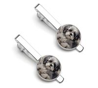 Shih Tzu 2 Pcs Tie Clips for Men Necktie Tie Bar | Electroplated Copper Men's Tie Clips Smooth Surface Tie Clasps Lightweight Necktie Clip for Father Husband Business Wedding