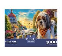 Shih Tzu Adult Puzzle for Home: Dog by A Seaside Boardwalk Educational Game Decompression & Wall Decor 38x26cm/1000pcs