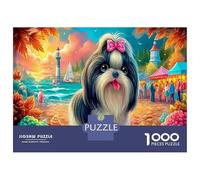 Shih Tzu at Beach Jigsaw Puzzles 1000 Pieces - Complex Design - Brain Training - Durable Paperboard 38x26cm/1000pcs
