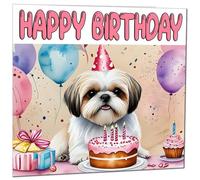 Shih Tzu Birthday Card - Fun Dog Birthday Card 145 x 145mm