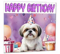 Shih Tzu Birthday Card - Fun Dog Birthday Card Cute 145 x 145mm
