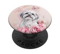 Shih Tzu Butterfly Cute Dogs Shih Tzu Lover PopSockets Adhesive PopGrip
