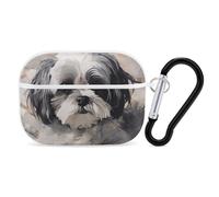 Shih Tzu Case Cover with Keychain Shockproof Hard Shell Protective Case for 2nd/1st Generation Case for Women Men Bluetooth Earbuds Case
