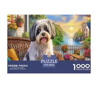Shih Tzu Challenging Adult Jigsaws: Smiling Fluffy Pup in Garden Educational Games Suitable for Decompression & Wall Decor 38x26cm/1000pcs