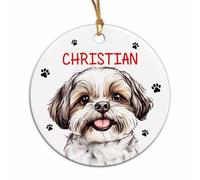 Shih Tzu Christmas Tree Hanging Ornament Funny Xmas Hanging Ornament Ceramic Tree Decorations For Kitchen Keepsake Party
