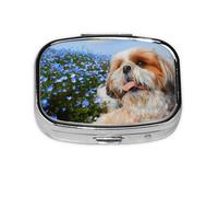 Shih Tzu Close-up,Meta Pill Box 2 Compartment Medicine Case,Portable Organizer