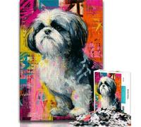 Shih Tzu Dog 1000 Pieces Jigsaw Puzzle For Adults Teens,Help The Brain Exercise Addictive Toys to Cultivate Patience Unique Challenge Game (38x26cm)