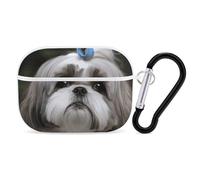 Shih Tzu Dog AirPods Pro 2 Case Cover, Shockproof Hard Shell Protective Case for Women Men, Compatible with Airpod Pro Case 2nd/1st Generation with Keychain-White