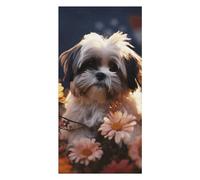 Shih Tzu Dog And Flowers Beach Towels Extra Large, Quick Dry Absorbent Multipurpose, Oversized Beach Towel, Sand Free Foldable Lightweight, Travel Towel, For Beach Pool Camping Travel Vacation, 63x31.