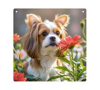 Shih Tzu Dog and Flowers Hanging Ornament Wall Decor Pendant